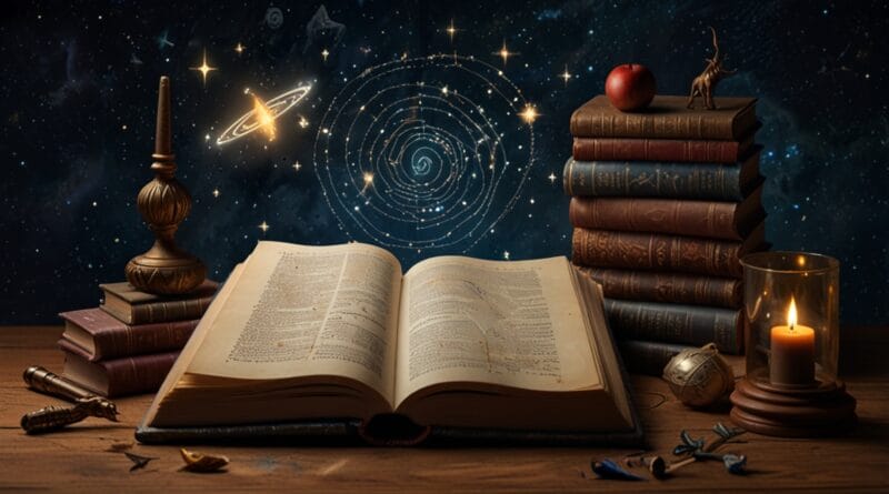 Leonardo Lightning XL A celestial map featuring books a glowin 0