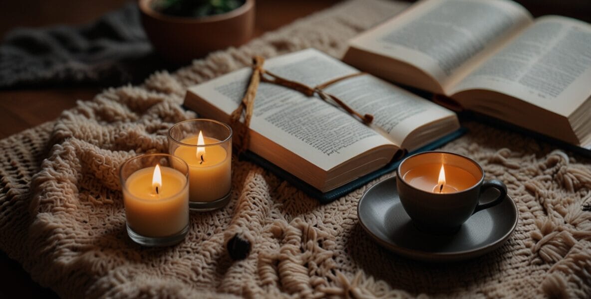 Spiritüel Kitap Önerileri: Zihninizi ve Ruhunuzu Besleyecek Kaynaklar 1 Leonardo Lightning XL A cozy home setting with candles a medit 0