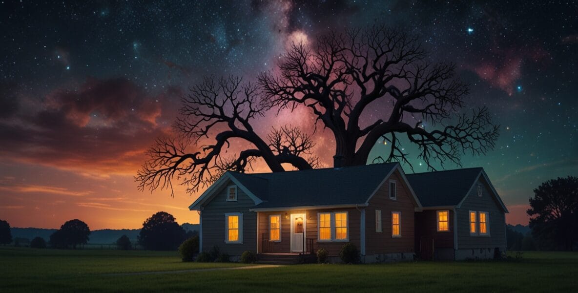 Leonardo Lightning XL A cozy home under a glowing cosmic sky w 0