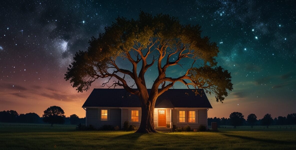 Leonardo Lightning XL A cozy home under a glowing cosmic sky w 1