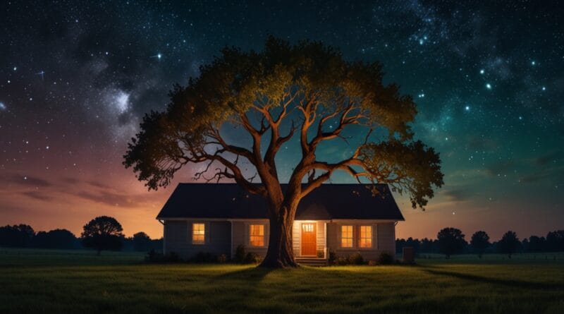 Leonardo Lightning XL A cozy home under a glowing cosmic sky w 1