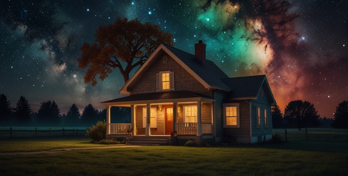 Leonardo Lightning XL A cozy home under a glowing cosmic sky w 2