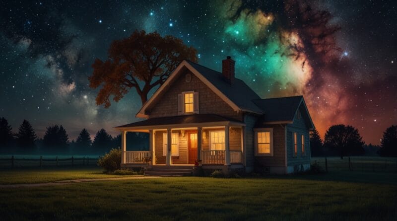 Leonardo Lightning XL A cozy home under a glowing cosmic sky w 2