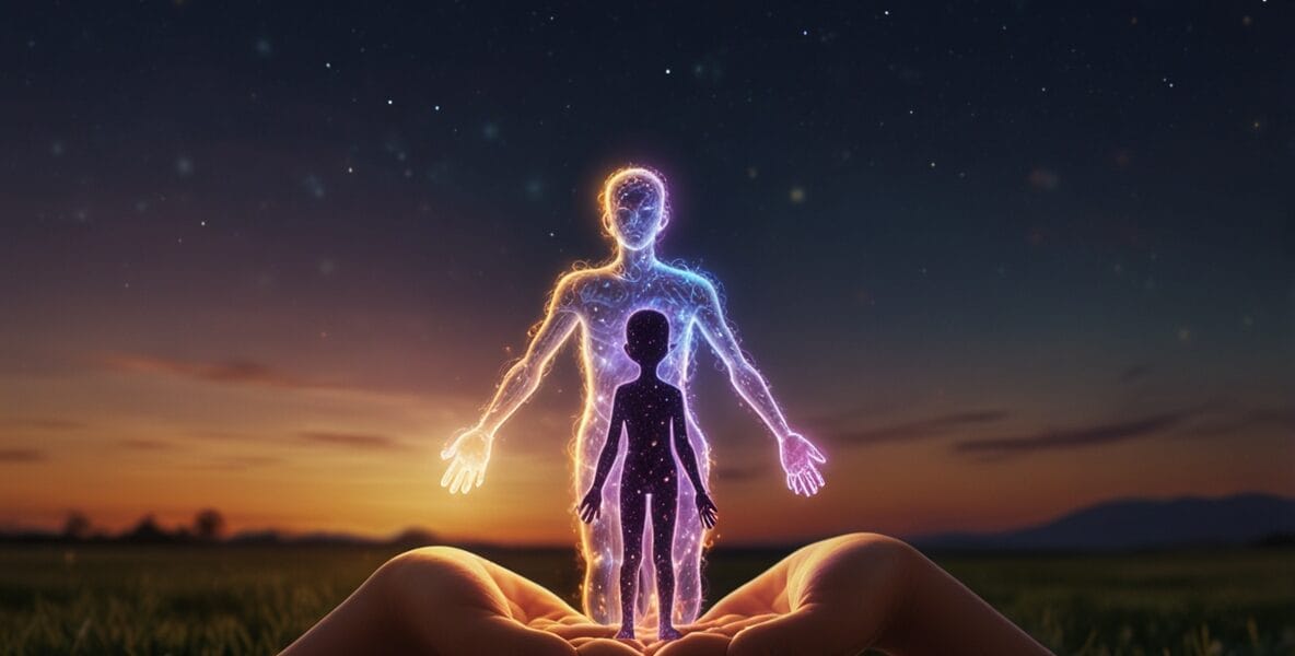 Leonardo Lightning XL A glowing adult figure holding hands wit 3