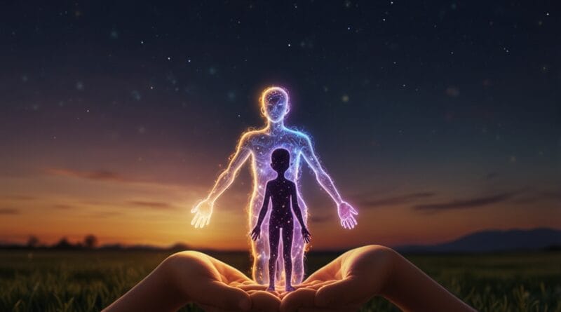 Leonardo Lightning XL A glowing adult figure holding hands wit 3