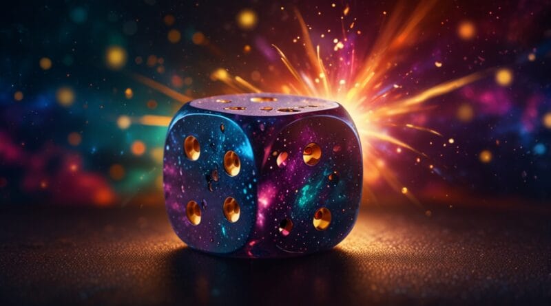 Leonardo Lightning XL A glowing dice rolling on a vibrant cosm 2