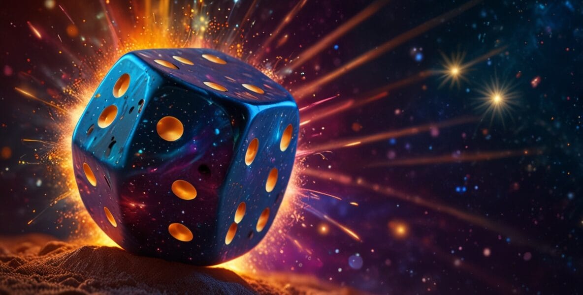 Hayattan Keyif Alma ve Risk Alma: 5. Evdeki Gezegenlerin Enerjisi 1 Leonardo Lightning XL A glowing dice rolling on a vibrant cosm 3