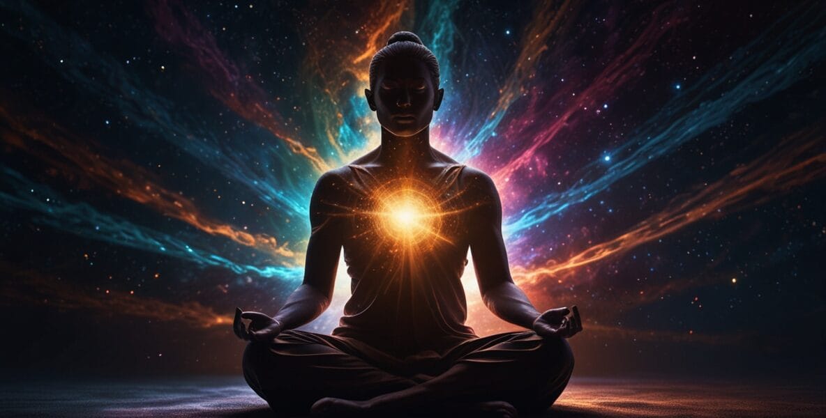 Leonardo Lightning XL A glowing meditating figure surrounded b 0