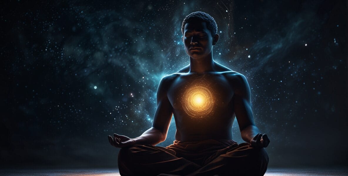 Leonardo Lightning XL A glowing meditating figure surrounded b 3