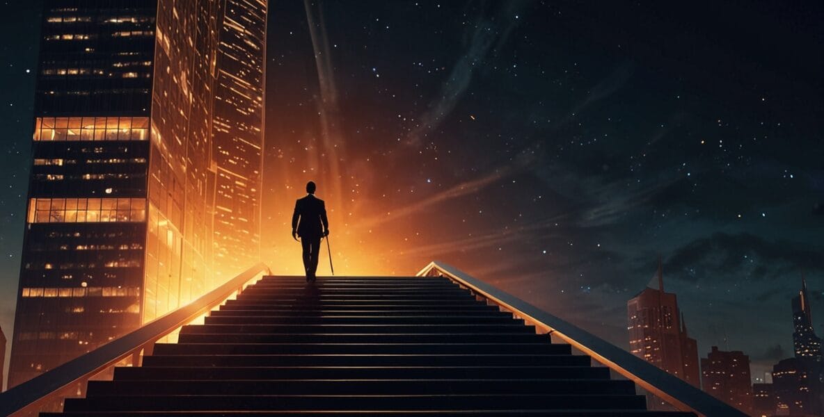 Özgüven ve Kariyer: İş Hayatında Kendinizi Güçlü Bir Şekilde İfade Edin 1 Leonardo Lightning XL A glowing skyscraper with a silhouette c 0