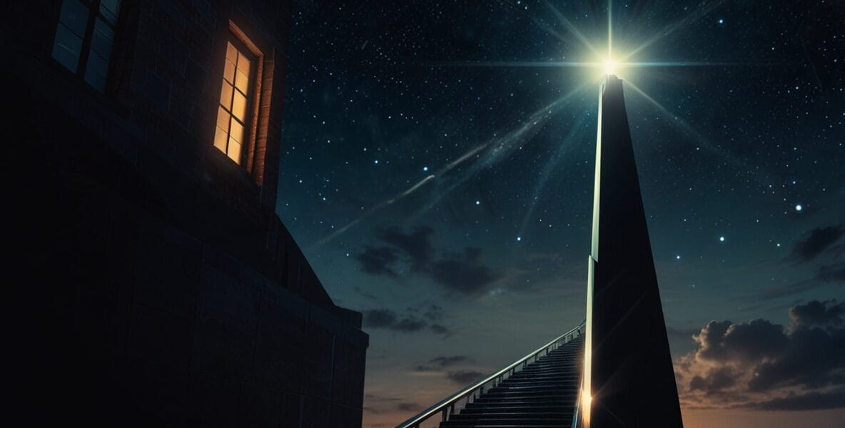 Leonardo Lightning XL A glowing skyscraper with a silhouette c 3