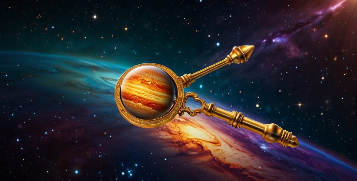 Leonardo Lightning XL A golden key floating in a cosmic space 0