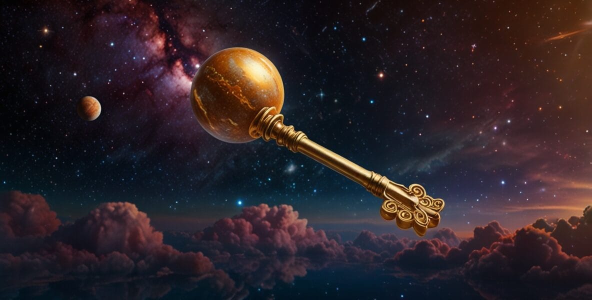 Leonardo Lightning XL A golden key floating in a cosmic space 2