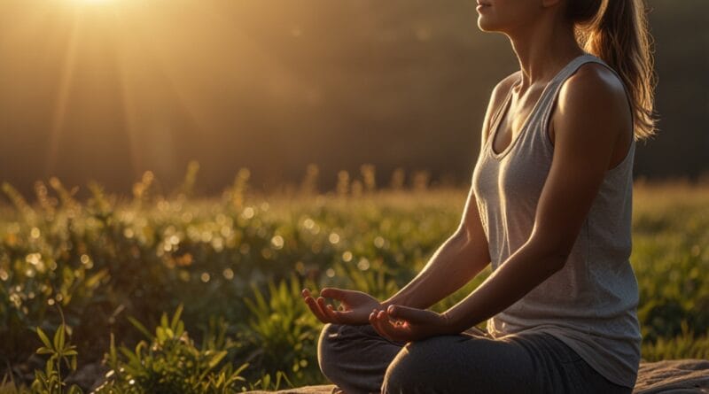 Leonardo Lightning XL A person meditating at sunrise with warm 3