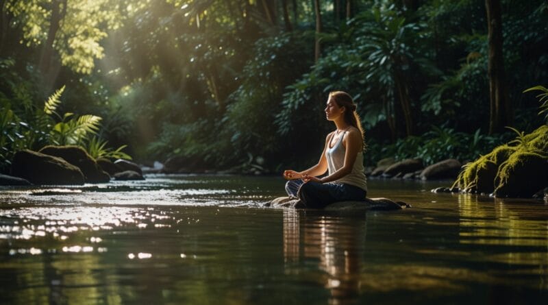 Leonardo Lightning XL A person meditating in a lush forest sur 0