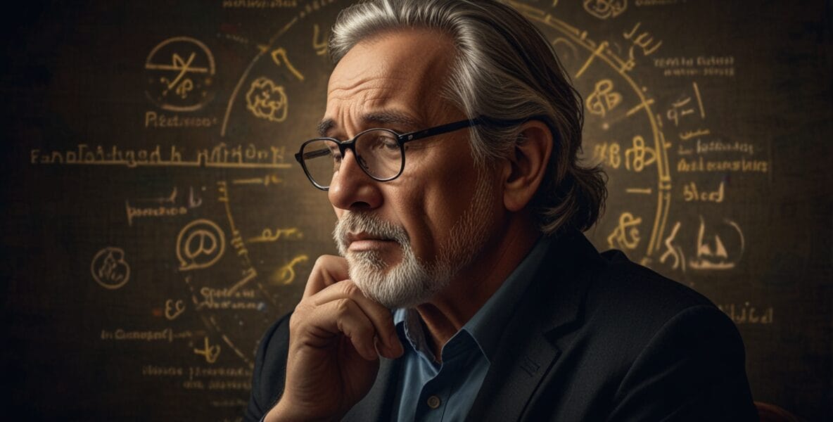 Özgüven ve Hata Yapma Korkusu: Mükemmeliyetçilikten Kurtulmak ve Risk Almak 1 Leonardo Lightning XL A philosopher deep in thought with symbo 3