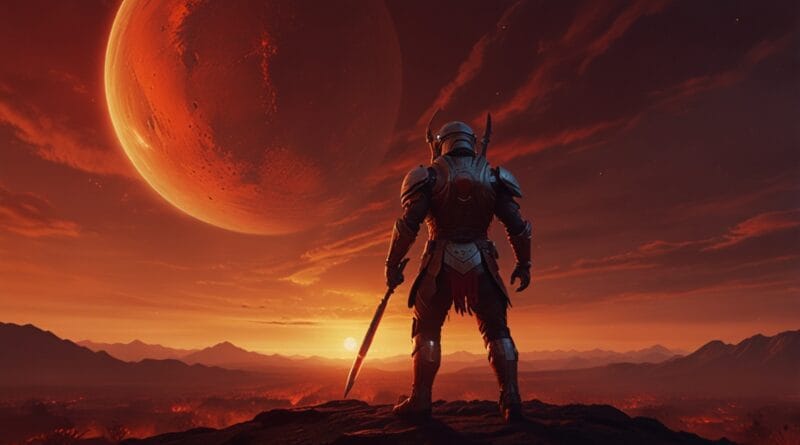 Leonardo Lightning XL A powerful warrior standing under a red 0