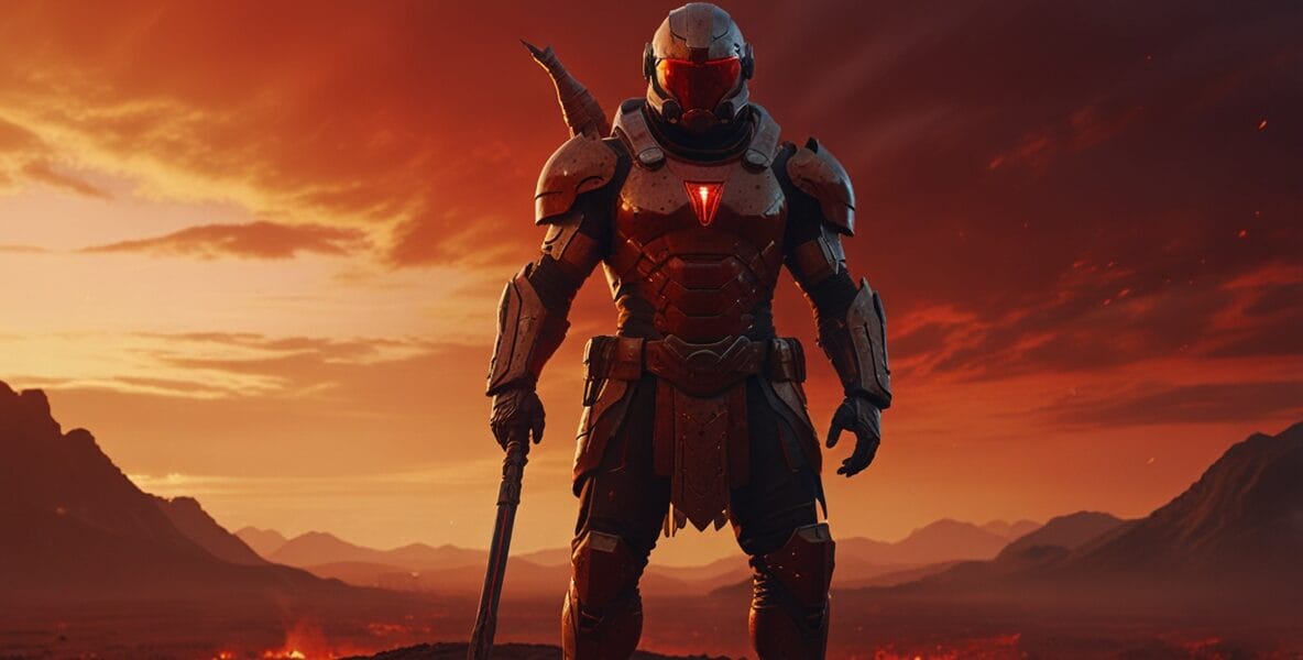 Mars ve Rekabet: Kazanma Arzunuzun Astrolojik Kökenleri 1 Leonardo Lightning XL A powerful warrior standing under a red 1