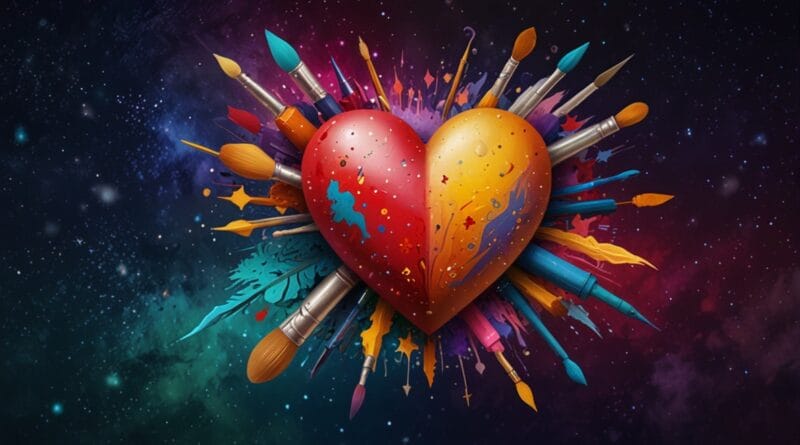 Leonardo Lightning XL A radiant heart surrounded by colorful a 3