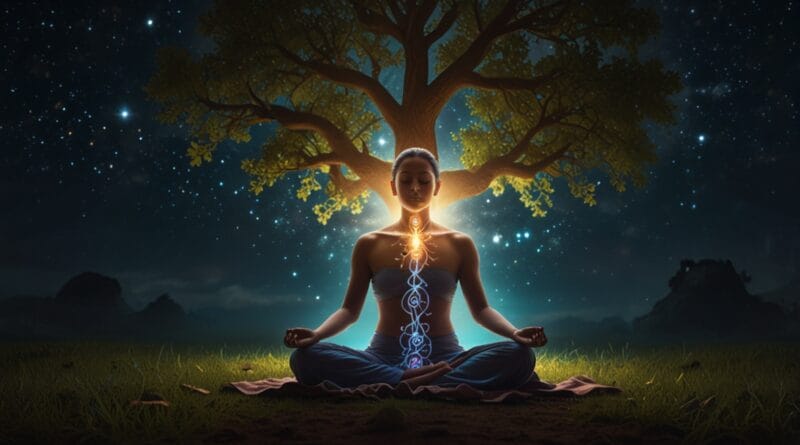 Leonardo Lightning XL A serene figure meditating under a tree 1