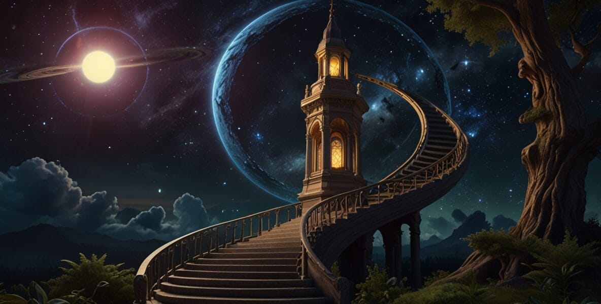 Leonardo Lightning XL A structured cosmic scene with a glowing 0