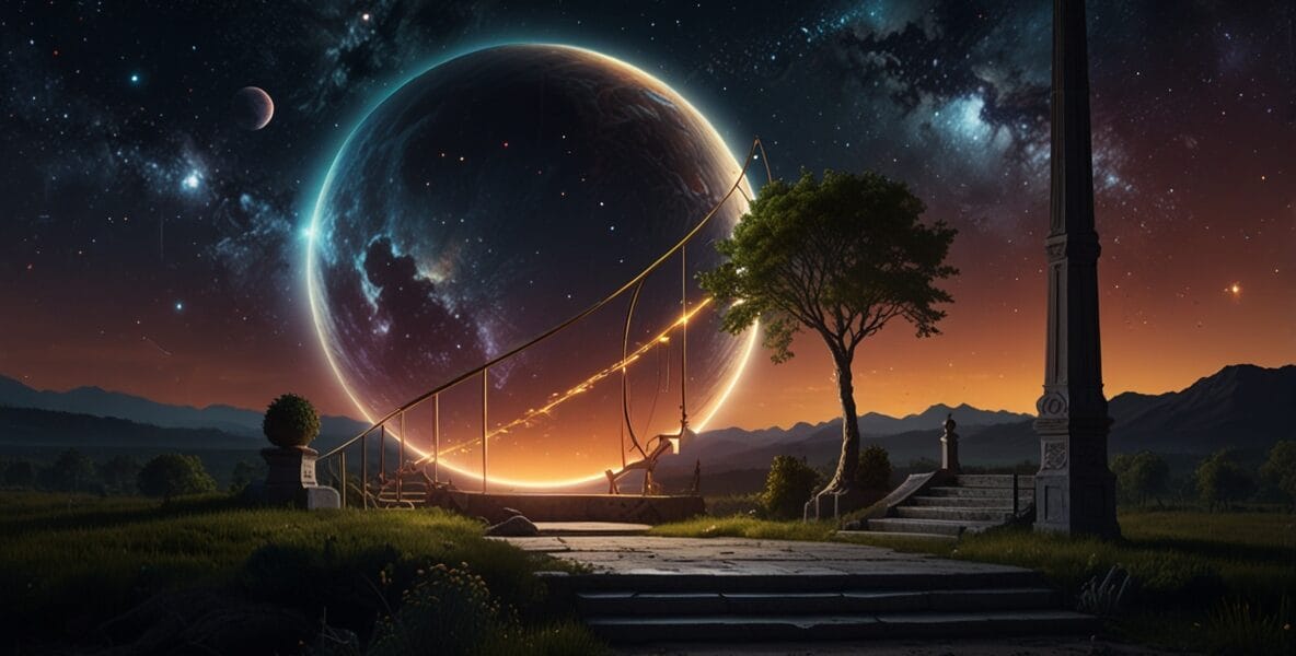 Leonardo Lightning XL A structured cosmic scene with a glowing 1