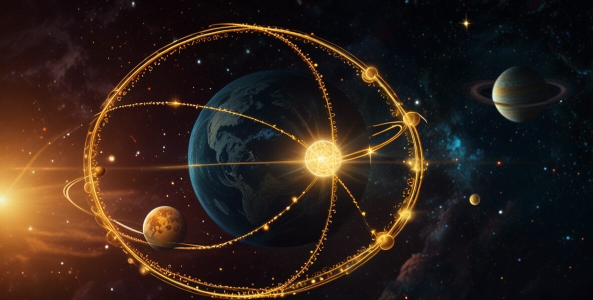 Sekstil Açılar: Fırsatları Yakalamak ve Potansiyelinizi Geliştirmek 1 Leonardo Lightning XL Two glowing planets connected by a lumin 0