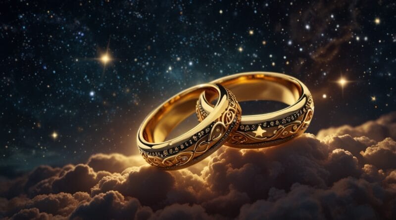 Leonardo Lightning XL Two interlocking golden rings floating u 3