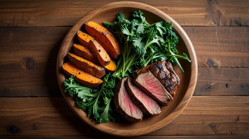 A cavemanstyle meal with grilled steak r 0