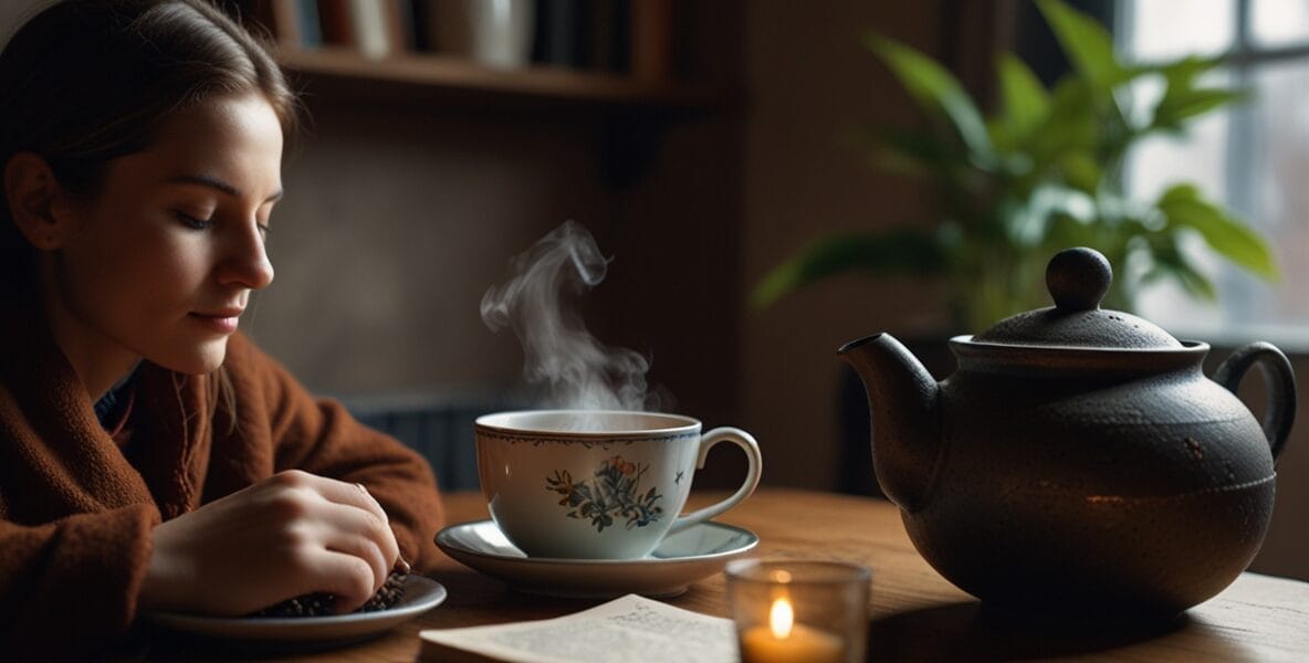 A cozy indoor setting with a person enjo 0