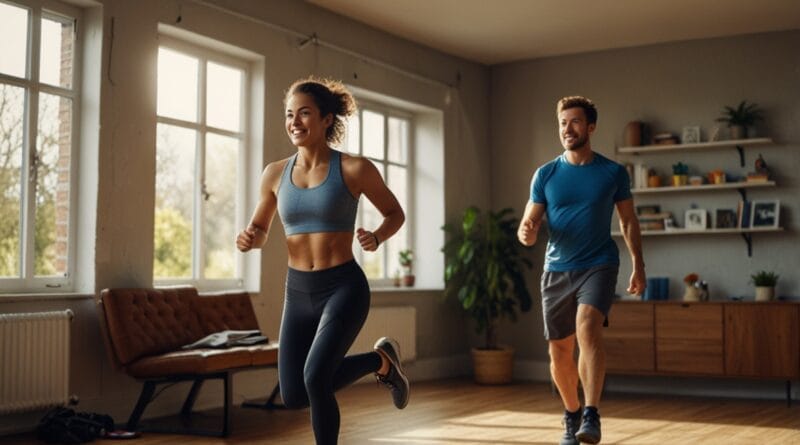 A dynamic scene of a man and woman doing 3