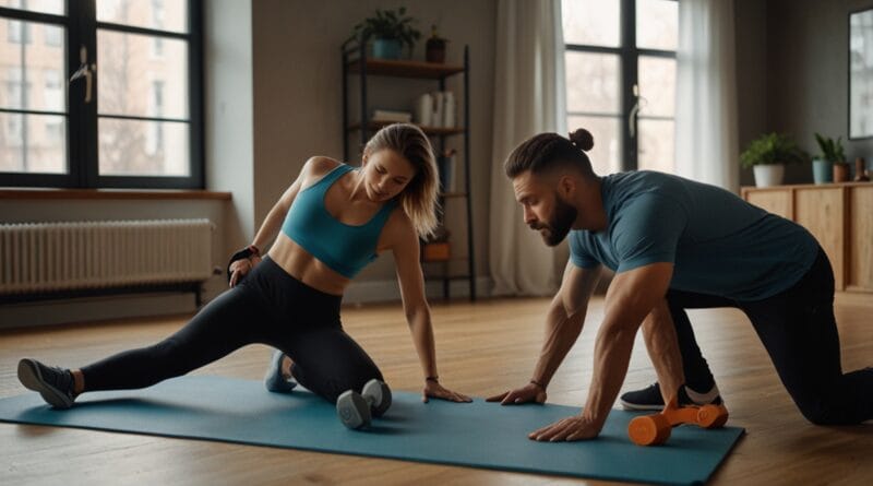 A fitnessfocused scene with a man and wo 0