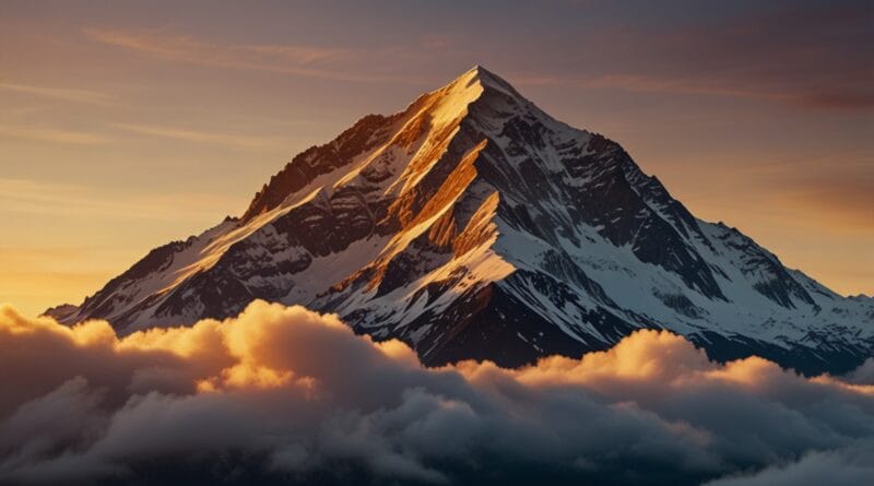 A majestic mountain peak rising above th 0