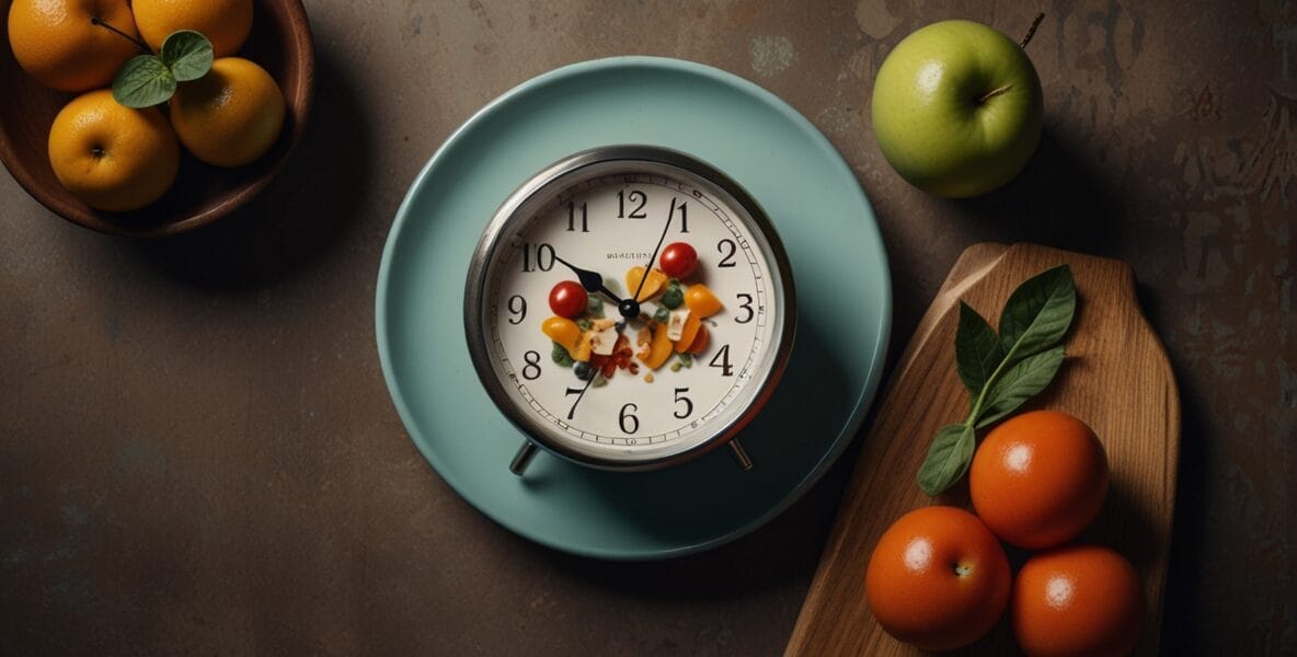 A modern minimalist clock with a plate o 1