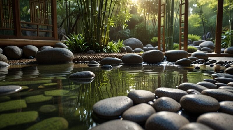 A serene Zen garden with smooth stones a 2