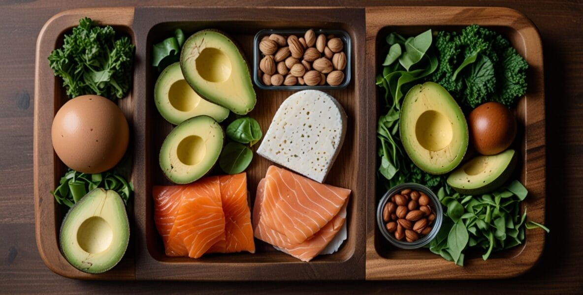 A topdown view of a ketogenic meal prep 2