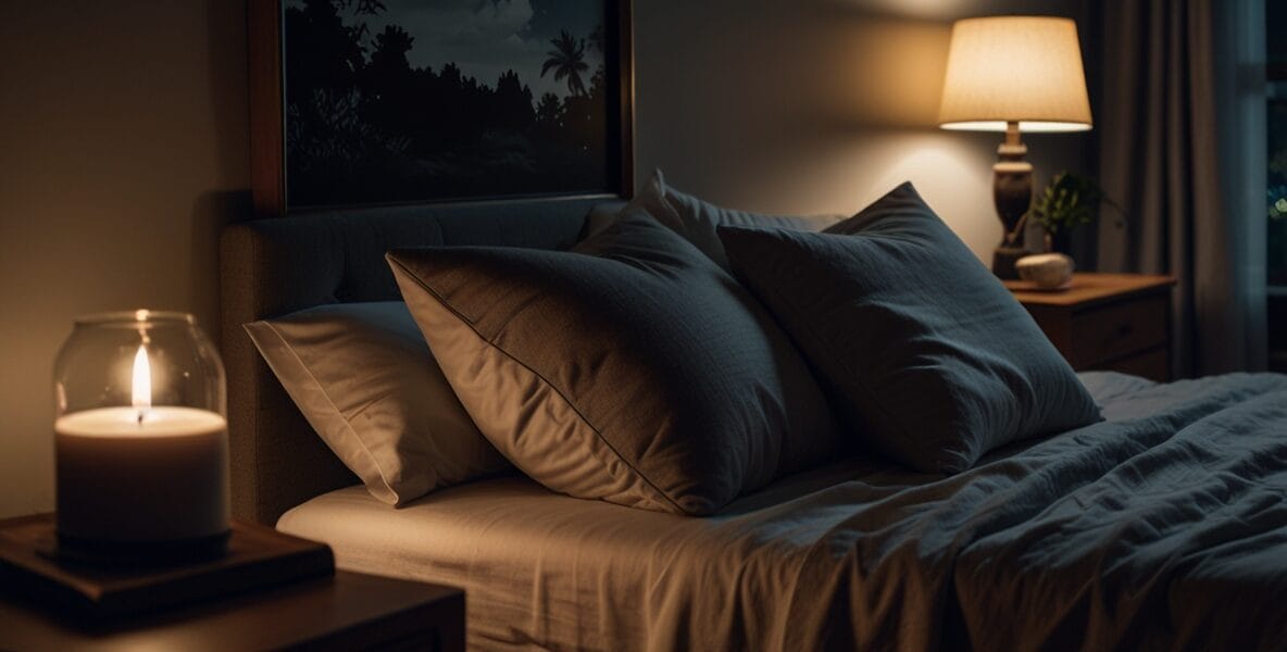 A tranquil bedroom at night illuminated 1