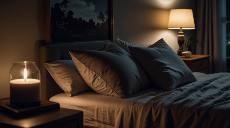 A tranquil bedroom at night illuminated 1