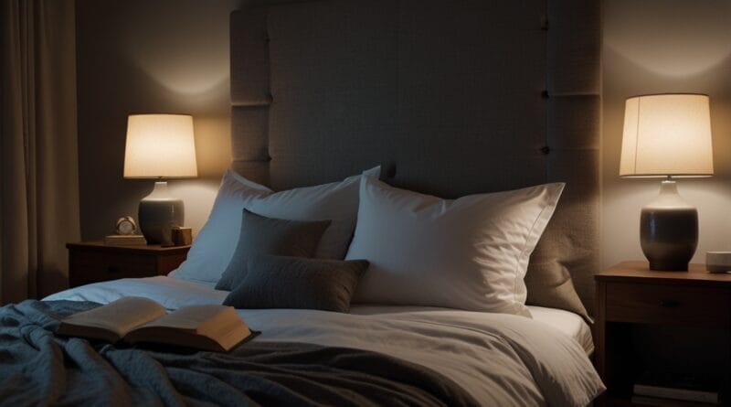 A tranquil bedroom at night illuminated 2