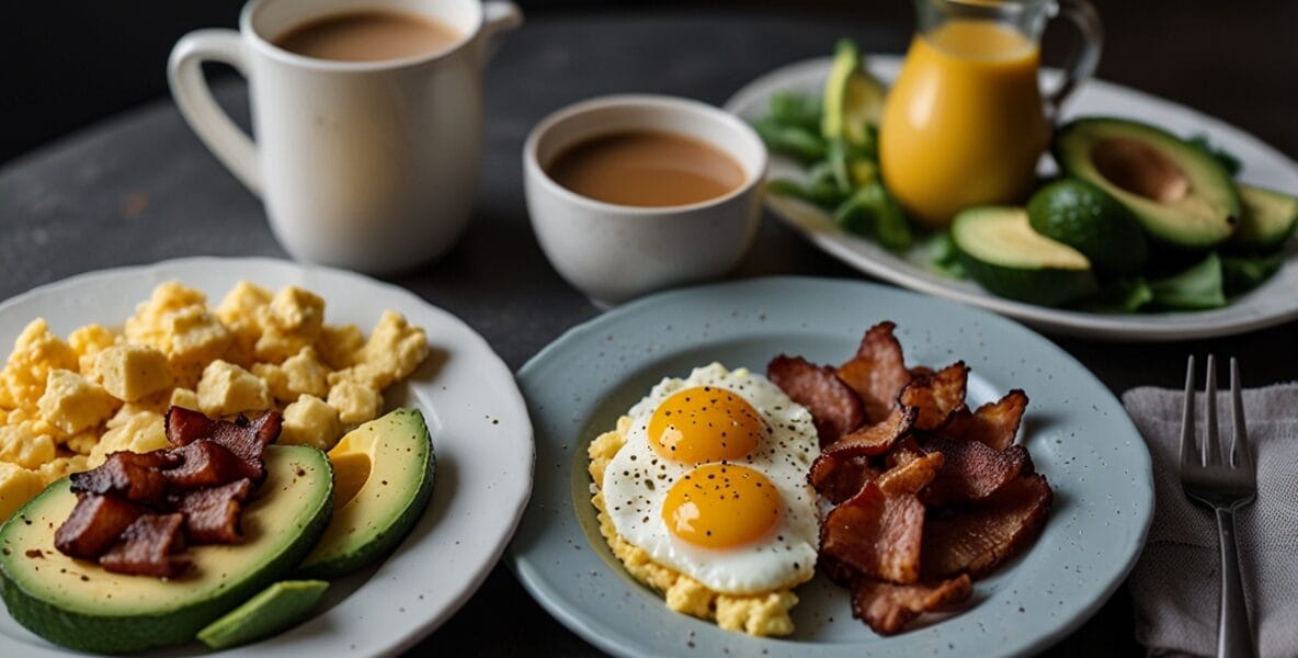 A vibrant ketogenic breakfast plate with 0