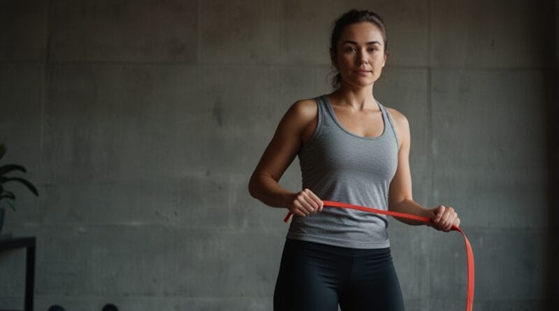 A woman with a resistance band 1