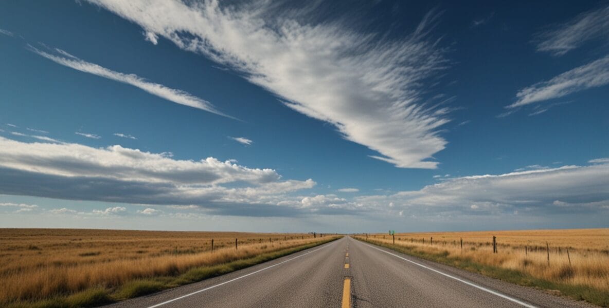 An open road stretching into the horizon 0
