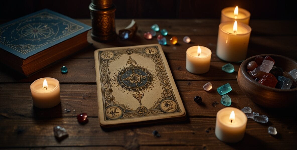 Leonardo Lightning XL A mystical tarot deck spread on a wooden 0