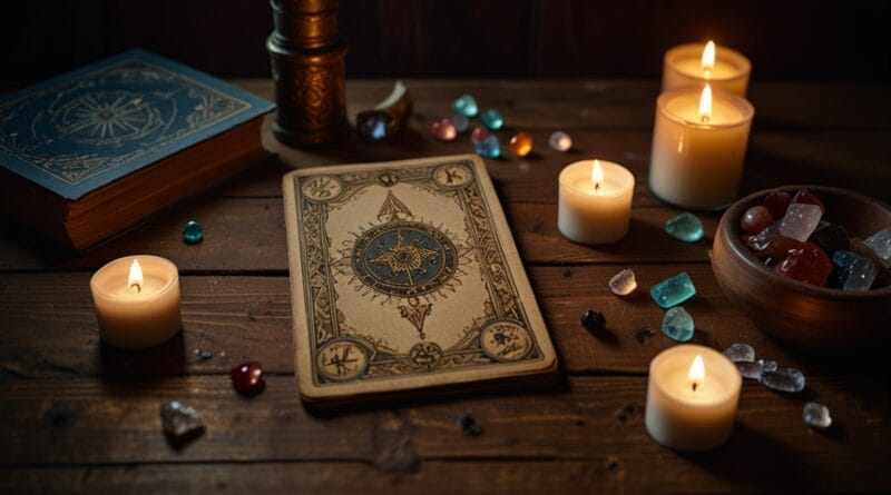 Leonardo Lightning XL A mystical tarot deck spread on a wooden 0