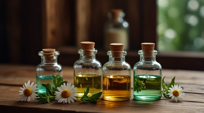 A collection of glass bottles with herba 0