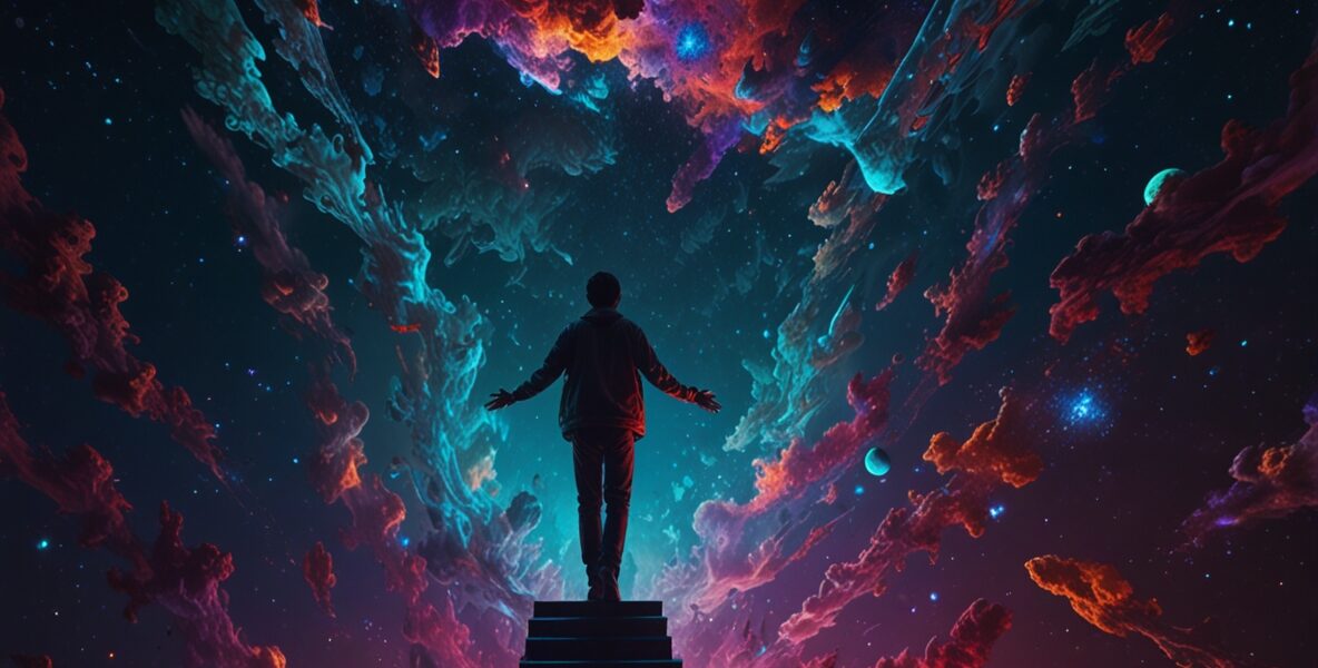 A dreamer floating in space their mind s 1