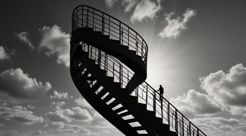A looped staircase in the sky where a dr 3