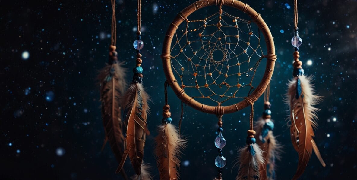 A mystical dreamcatcher woven with const 0
