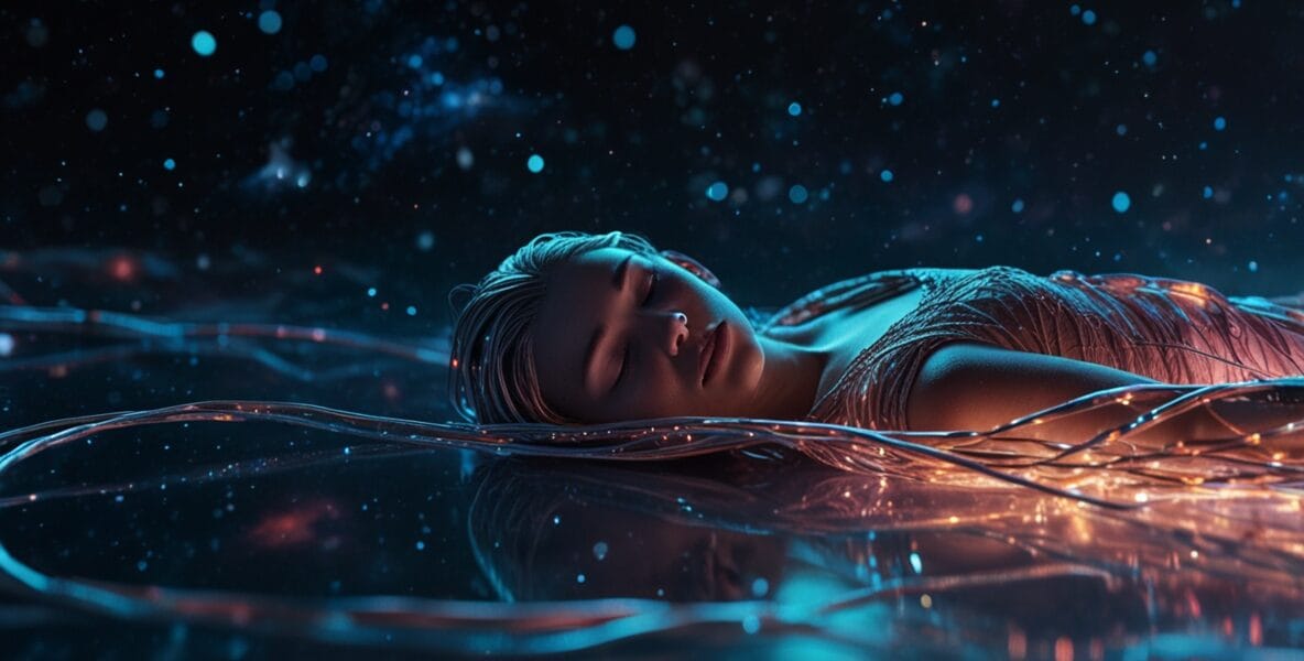 A translucent silver cord connecting a s 2