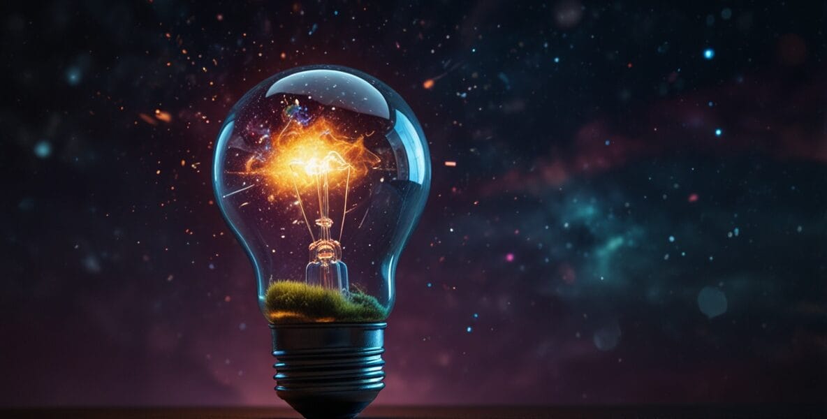 Creative innovation lightbulb containing 3